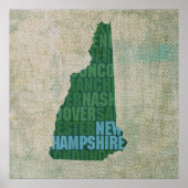 New Hampshire Staat Kontur Word Karte für Leinwand Poster (Vorne)