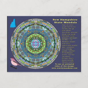 New Hampshire Staat Mandala Postcard Postkarte
