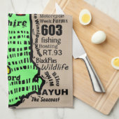 New Hampshire Staat Map Cartoon Geschirrtuch (Viertel Falte)