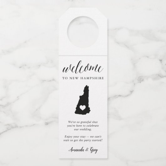 New Hampshire Staat Wedding Welcome Gevor Flaschenanhänger (Vorderseite)