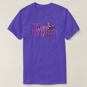 New Hampshire Staatssymbole Purpurfink & Flieder T-Shirt