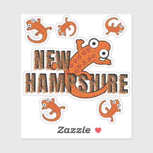 New Hampshire State Symbol Red Spotted Newt Forest Aufkleber (Blatt)