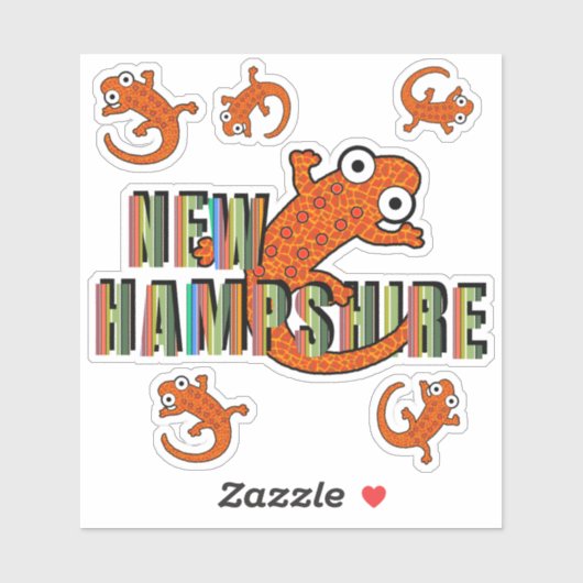 New Hampshire State Symbol Red Spotted Newt Stripe Aufkleber (Blatt)