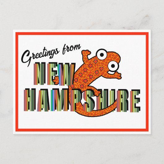 New Hampshire State Symbol Red Spotted Newt Stripe Postkarte (Vorderseite)