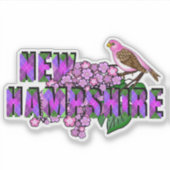 New Hampshire State Symbols Purple Finch & Lilacs Aufkleber (Vorderseite)