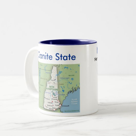 New Hampshire-Symbole u. Karte Zweifarbige Tasse (Vorderseite Links)