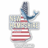 New Hampshire United Staaten Retro Staat Map Aufkleber (Vorderseite)