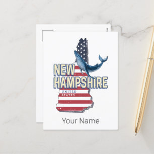 New Hampshire United Staaten Retro Staat Map Feiertagspostkarte