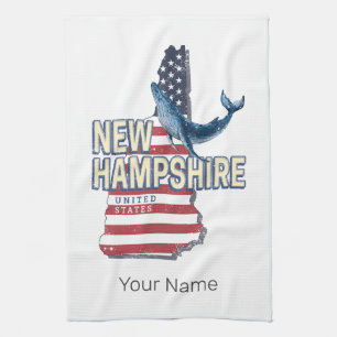 New Hampshire United Staaten Retro Staat Map Geschirrtuch