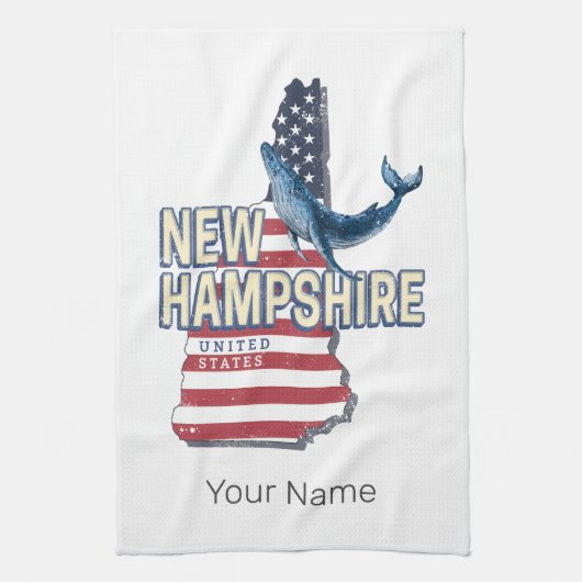 New Hampshire United Staaten Retro Staat Map Geschirrtuch (Vertikal)