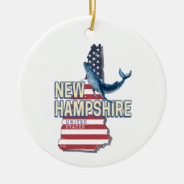 New Hampshire United Staaten Retro Staat Map Keramik Ornament