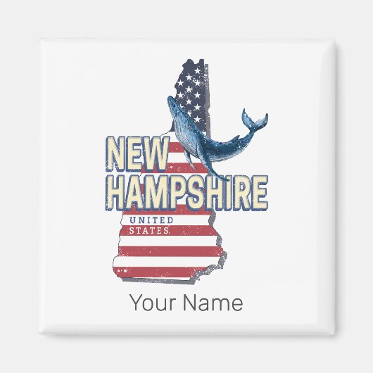 New Hampshire United Staaten Retro Staat Map Magnet (Vorne)