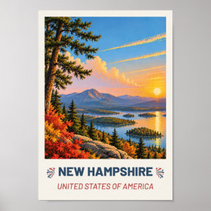 New Hampshire USA – Vintage Reiseplakat Poster