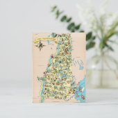 New Hampshire Vintag Funny Map Postkarte (Stehend Vorderseite)