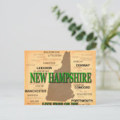 New Hampshire Vintag Map Postkarte (Stehend Vorderseite)