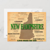 New Hampshire Vintag Map Postkarte (Vorne/Hinten)