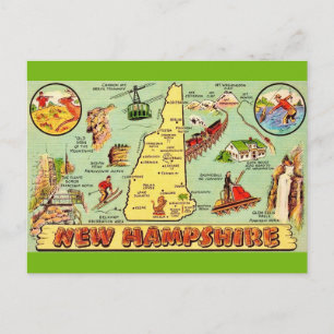 New Hampshire Vintag Map Postkarte