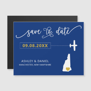 New Hampshire Wedding Save the Date Card, Map Magneteinladung