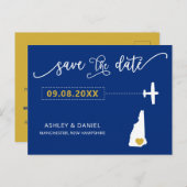 New Hampshire Wedding Save the Date Map Postcard Postkarte (Vorne/Hinten)