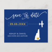 New Hampshire Wedding Save the Date Map Postcard Postkarte (Vorderseite)