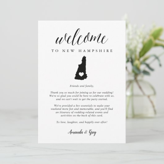 New Hampshire Wedding Welcome Letter & Itinerary (Stehend Vorderseite)