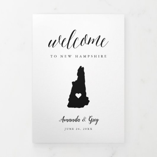 New Hampshire Wedding Welcome Letter & Itinerary Dreifach-gefaltete Programmkarte (Cover)