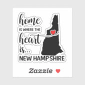 New Hampshire Zuhause ist das Herz Aufkleber (Blatt)