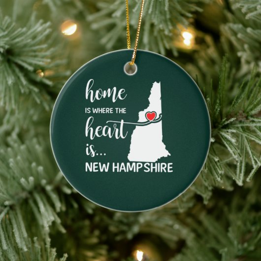 New Hampshire Zuhause ist das Herz Keramik Ornament (Baum)