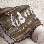 New Hampshire Zuhause Staat Personalisierte Holzau Decke<br><div class="desc">Zeigen Sie Zuhause-Staatsstolz mit diesem niedlichen rustikalen Imitat Holzplankendecke mit "Zuhause" in weißer Kalligrafie-Schrift mit einer Silhouette des Staat von New Hampshire, stehend für den Buchstaben "O". Eine rosa Herzillustrierung in der Staat-Karte vervollständigt das Design; Sie können die Herzposition in Ihrer Zuhause-Stadt ändern, indem Sie das Design-Tool öffnen und die...</div>