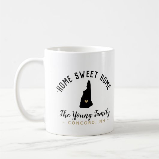 New Hampshire Zuhause Sweet Zuhause Family Monogra Kaffeetasse (Links)