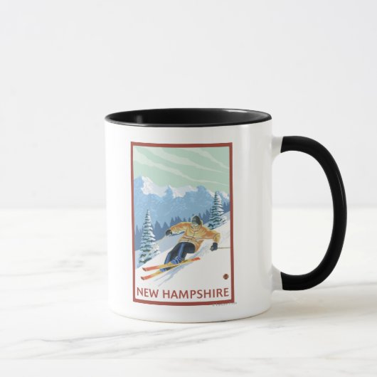 New HampshireDownhill Skier Scene Tasse (Rechts)