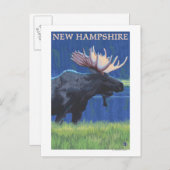 New HampshireElche im Mondschein Postkarte (Vorne/Hinten)
