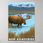 New HampshireMoose Drink im See Poster (Vorne)