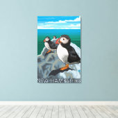 New HampshirePuffins Scene Leinwanddruck (Insitu (Holzboden))