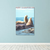 New HampshireSea Lions Scene Leinwanddruck (Insitu (Holzboden))