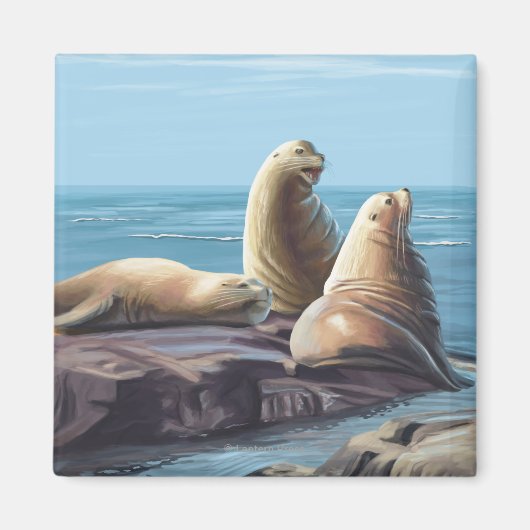 New HampshireSea Lions Scene Magnet (Vorne)