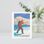New HampshireSkier Carry Skis Postkarte (Stehend Vorderseite)