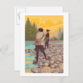 New HampshireWomen Fly Fishing Scene Postkarte (Vorne/Hinten)