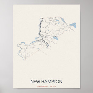 New Hampton New Hampshire Straßenkarte Poster