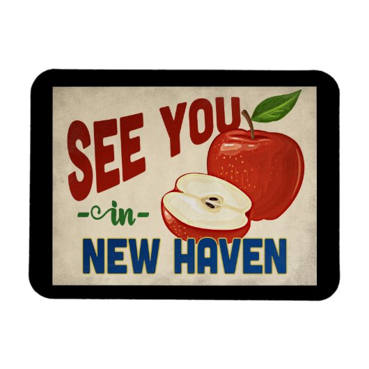 New Haven Connecticut Apple - Vintage Reise Magnet (Horizontal)