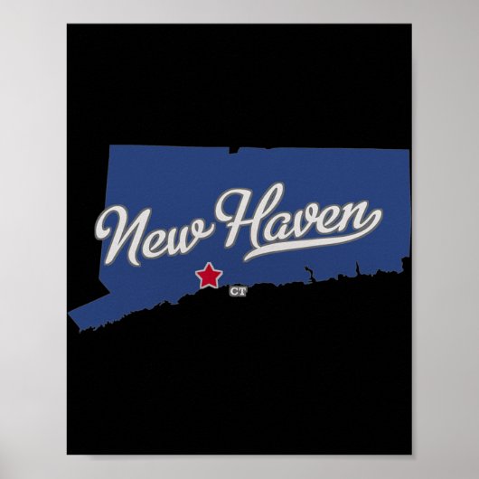 New Haven Connecticut Ct Karte Poster (Vorne)