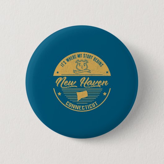 New Haven Connecticut Hier Beginnt Meine Geschicht Button (Vorderseite)