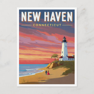 New Haven Connecticut Leuchtturm Sonnenuntergang Postkarte