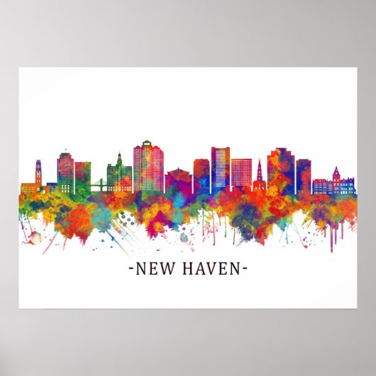 New Haven Connecticut Skyline Poster (Vorne)