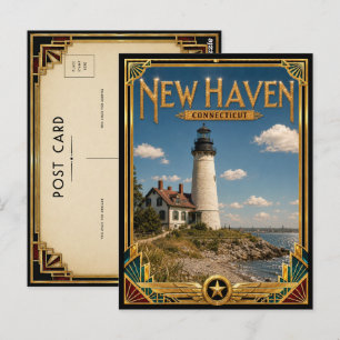 New Haven Connecticut Vintage Art Deco Golden Age Postkarte