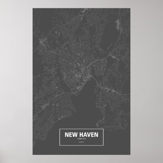 New Haven, Connecticut (weiß auf schwarz) Poster (Vorne)