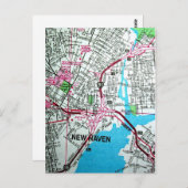 NEW HAVEN, CT Vintag Map Postcard Postkarte (Vorne/Hinten)