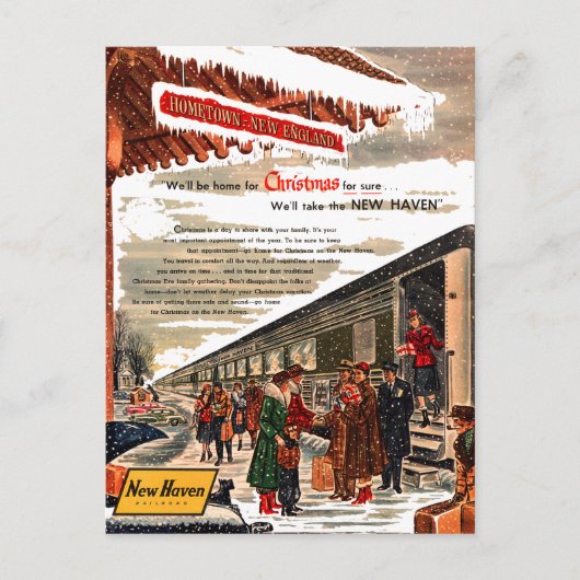 New-Haven Eisenbahn-Weihnachten 1947 Feiertagspostkarte (Vorderseite)