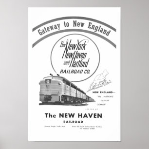 New-Haven Eisenbahn-Zugang nach Neu-England 1950 Poster