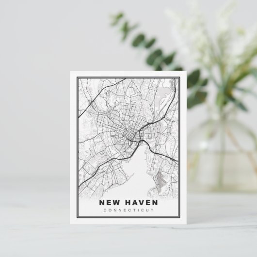 New Haven Map Postkarte (Stehend Vorderseite)